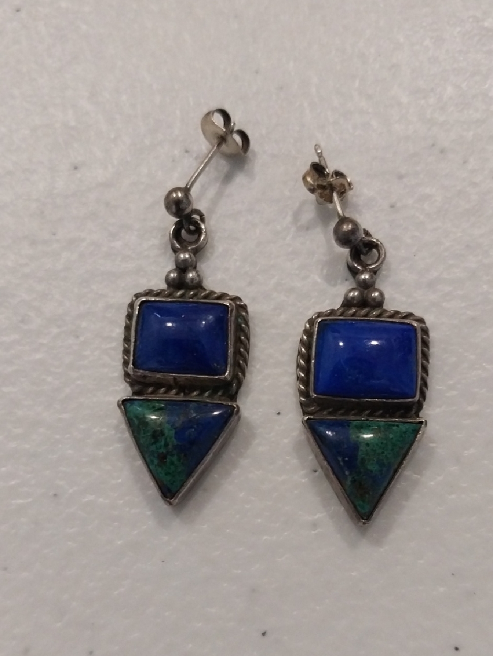 Lapis And Quartz Drop Earrings  825 Silver